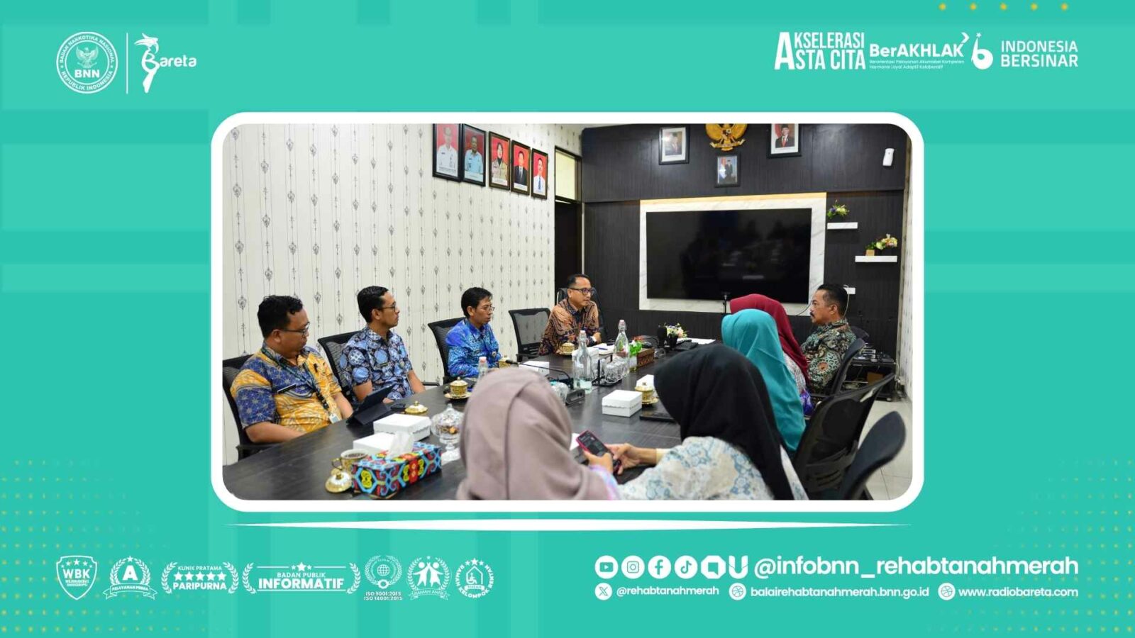 PERKUAT KOLABORASI, KOORDINATOR LAYANAN REHABILITASI BNN PROVINSI KALIMANTAN TIMUR TEMUI KEPALA BARETA PERKUAT KOLABORASI, KABID REHABILITASI BNN PROVINSI KALIMANTAN TIMUR TEMUI KEPALA BARETA